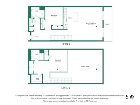 Floor plan for 2 beds, 2 baths, 1395 sqft